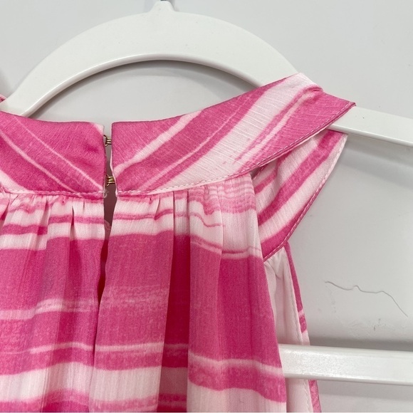 Nwt TRINA TRINA TURK Pink Zuri Striped Halter Dress With Ruffle Hem Size Large - Picture 5 of 7